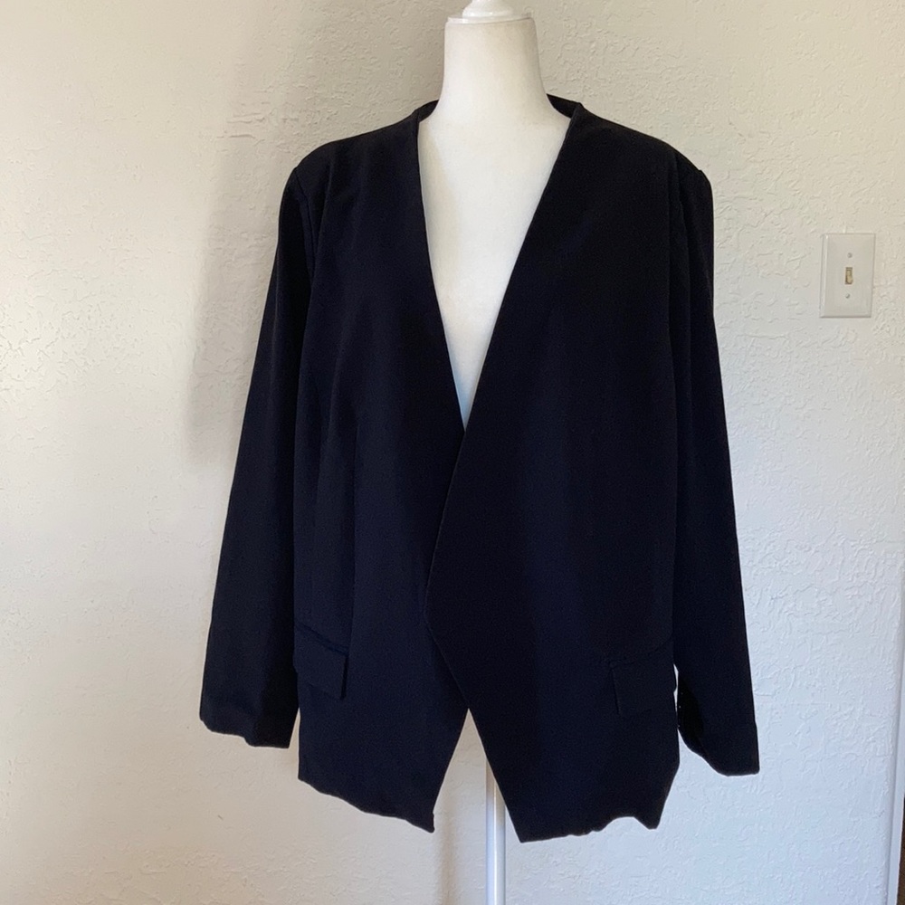 Eloquii Black Classic Basic Career Open Front Waterfall Jacket Blazer Size 24